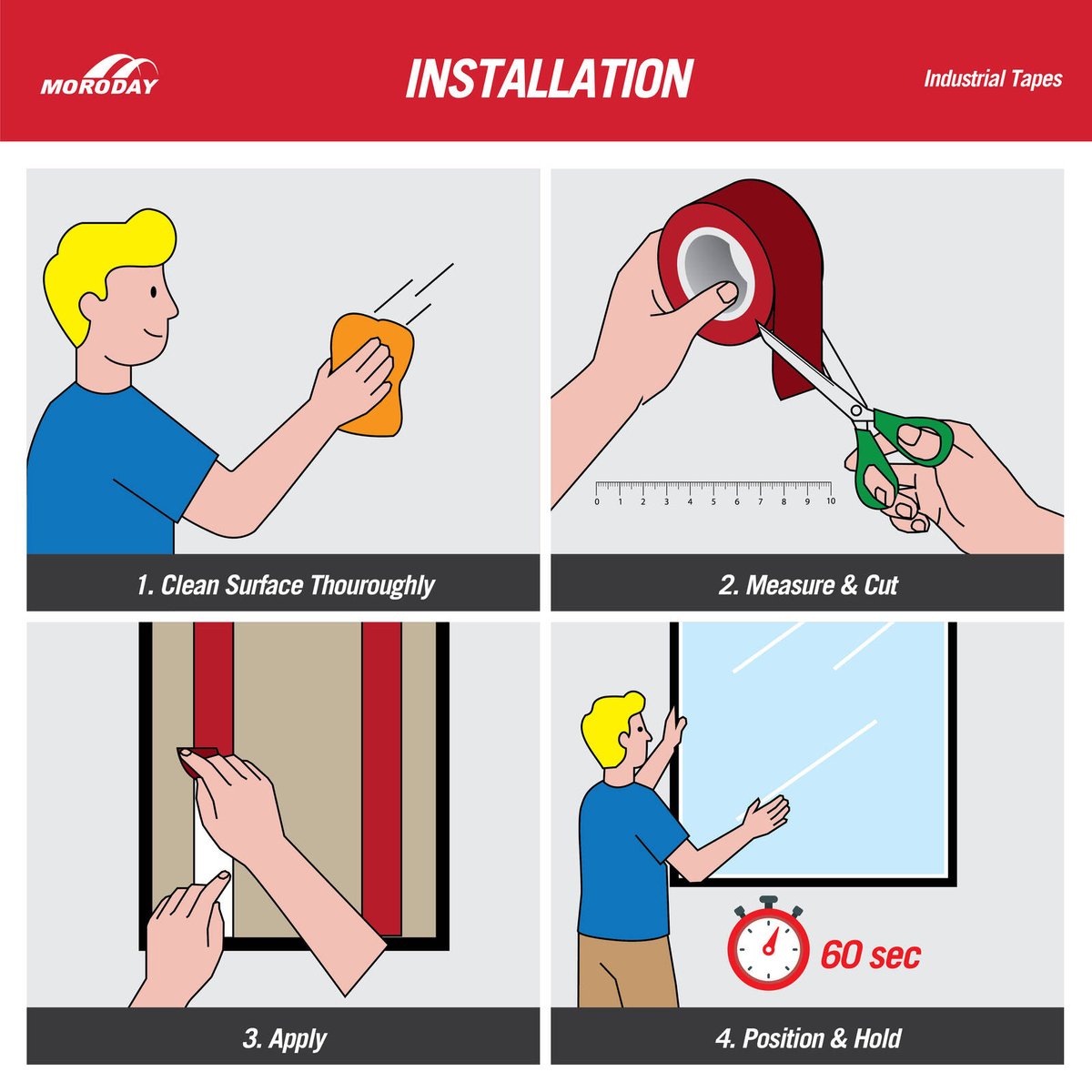 Moroday Double Sided Tape - 24mm x 50m - Polyester - High Tack