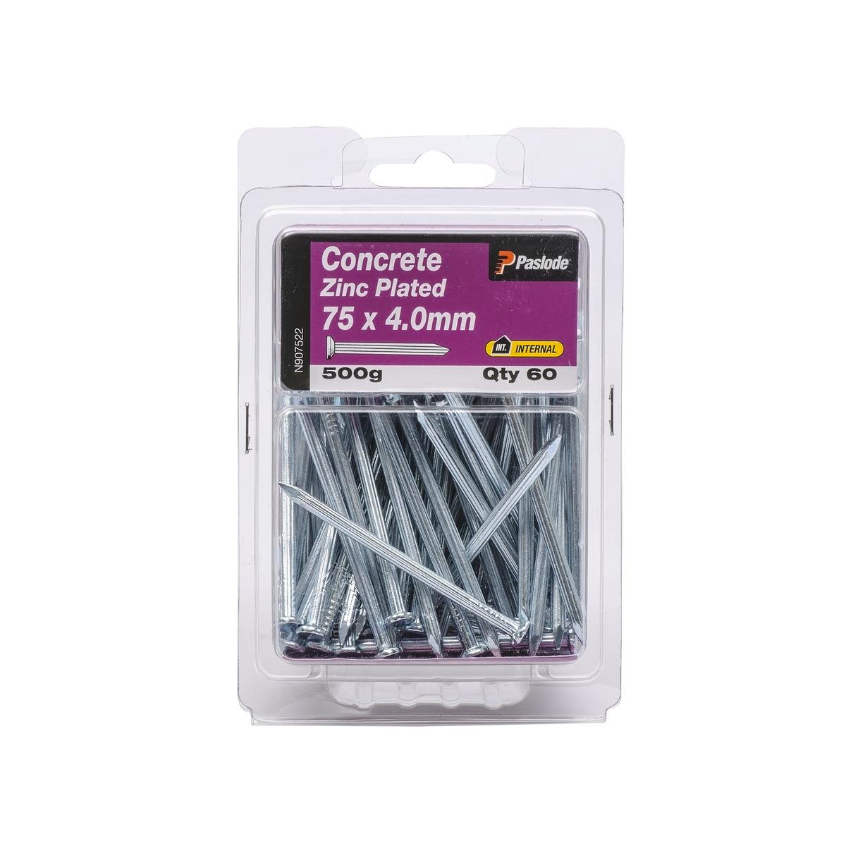 Paslode Concrete Nails 75mm 4mm Zinc Plated 60 Pack Holding Power