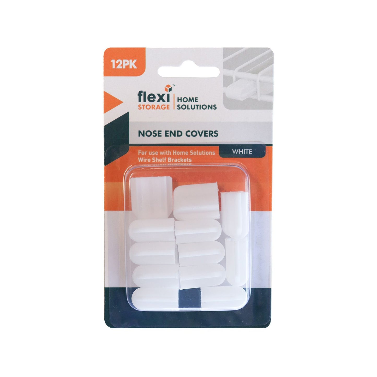 Flexi Storage White Double Slot Wire Shelf Bracket End Cover - 12 Pack