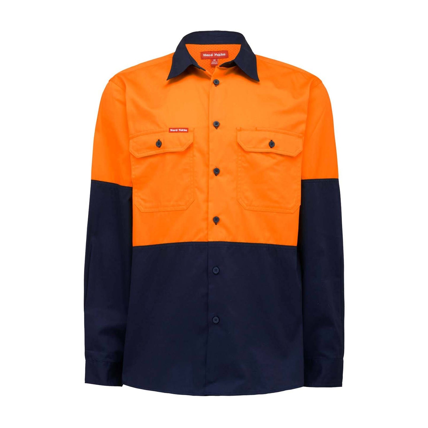 Hard Yakka Hi Vis Long Sleeve Shirt - 3XL - Orange/Navy