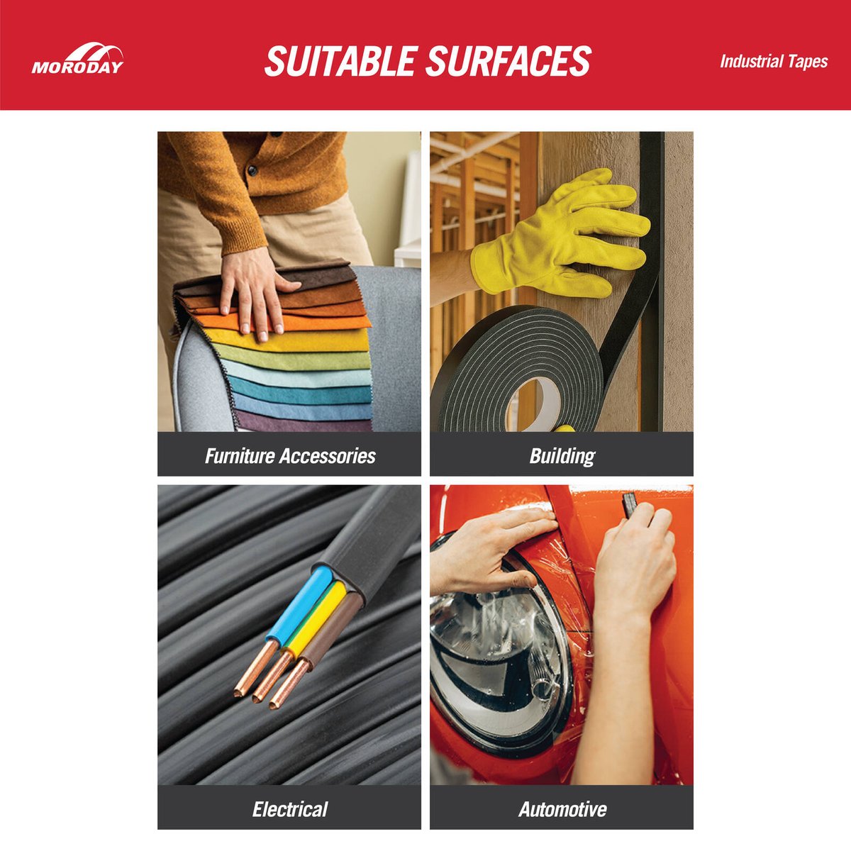 Moroday Double Sided Foam Tape - 24mm x 25m - Black - Strong Adhesion