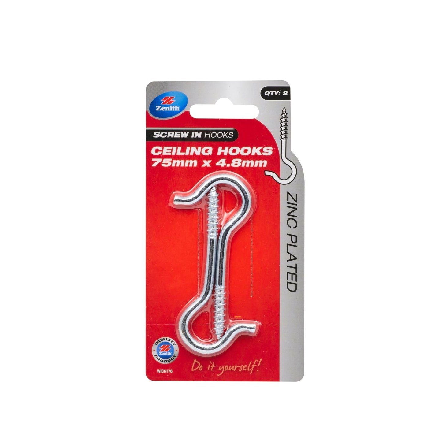 Zenith Ceiling Hook - 75mm - 2 Pack