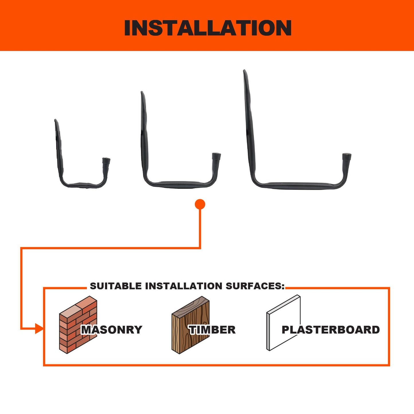 Everhang Black Storage Tube Hook - 3 Pack - 19 x 250mm
