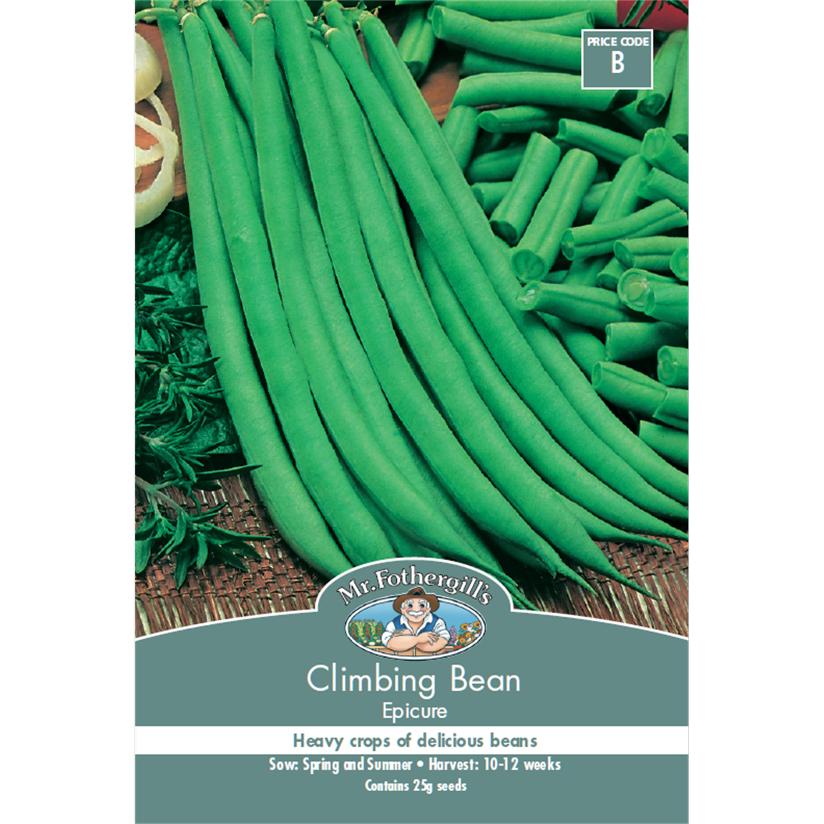 Mr Fothergill Climbing Bean Seeds 12 Weeks Green Premium Flavor