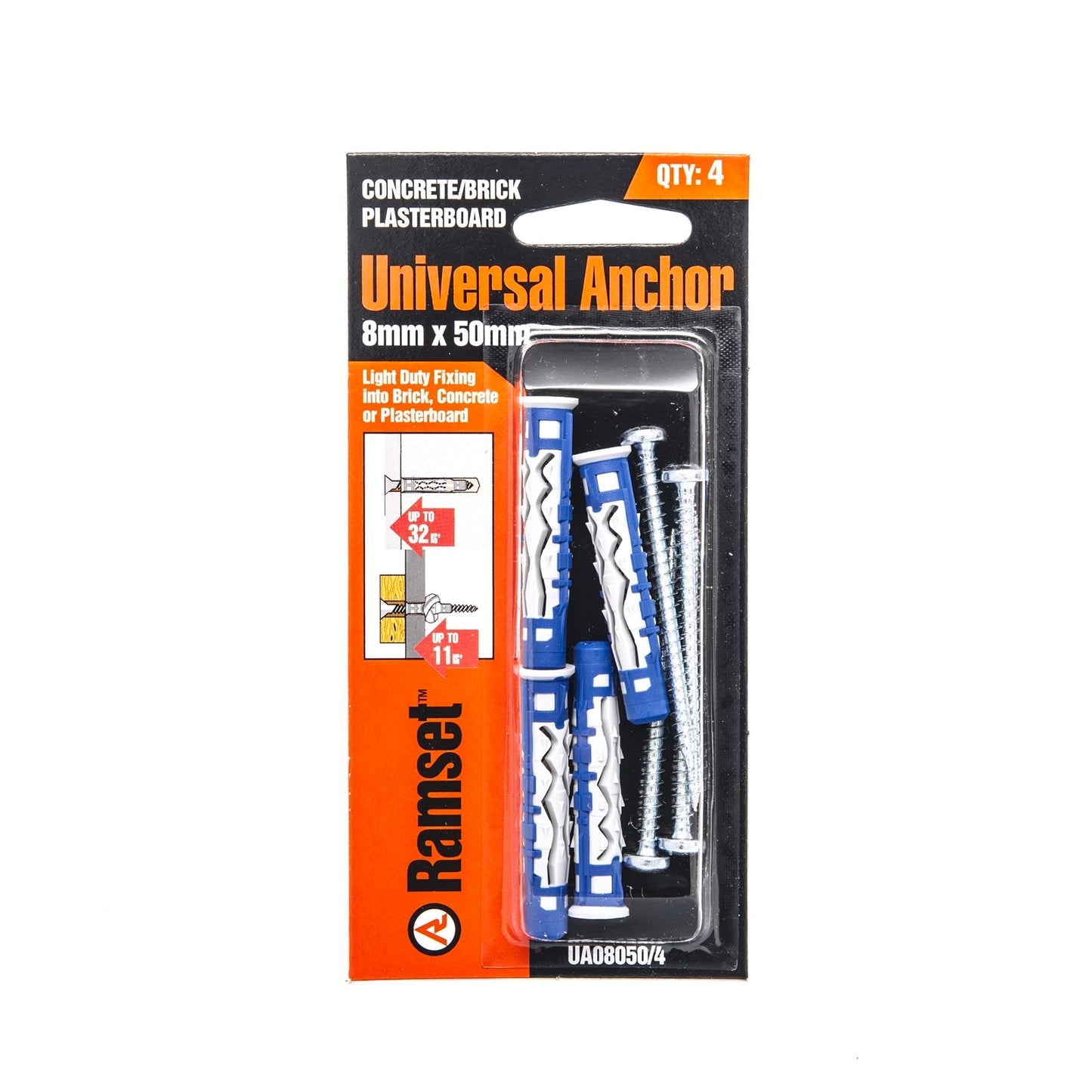 Ramset Universal Anchor - 8 x 50mm - 4 Pack