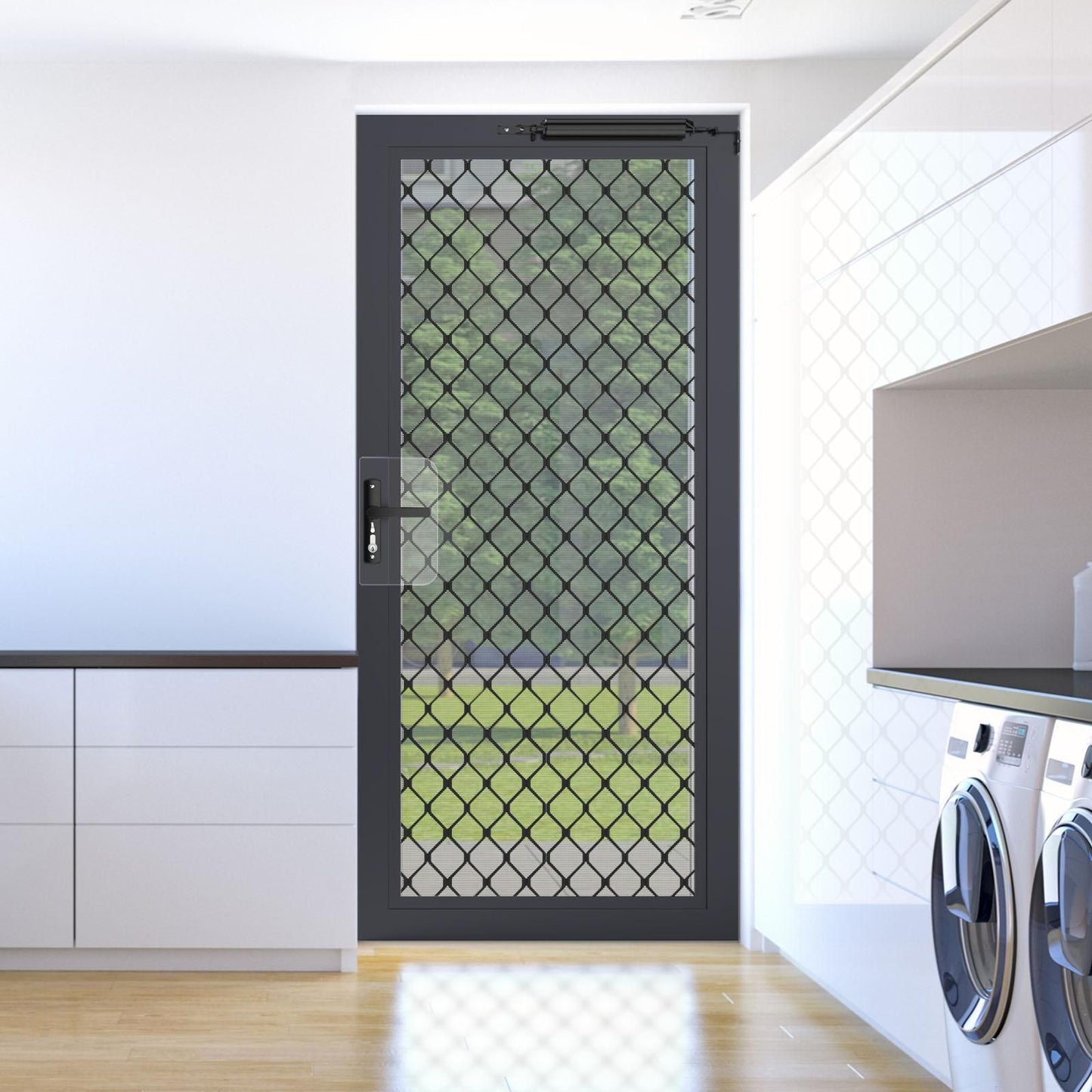 Rolltrak Black Keyed Hinged Screen Door Lock - 50mm