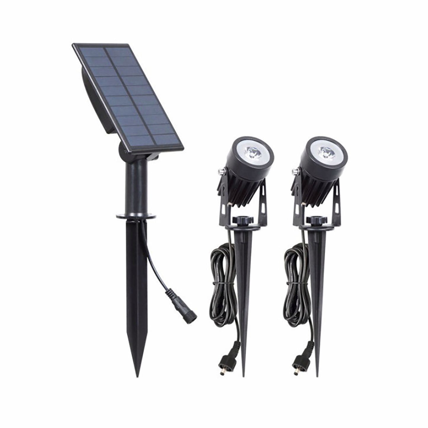 Gardenglo Solar Powered Twin LED Spotlight - 200lm - Black