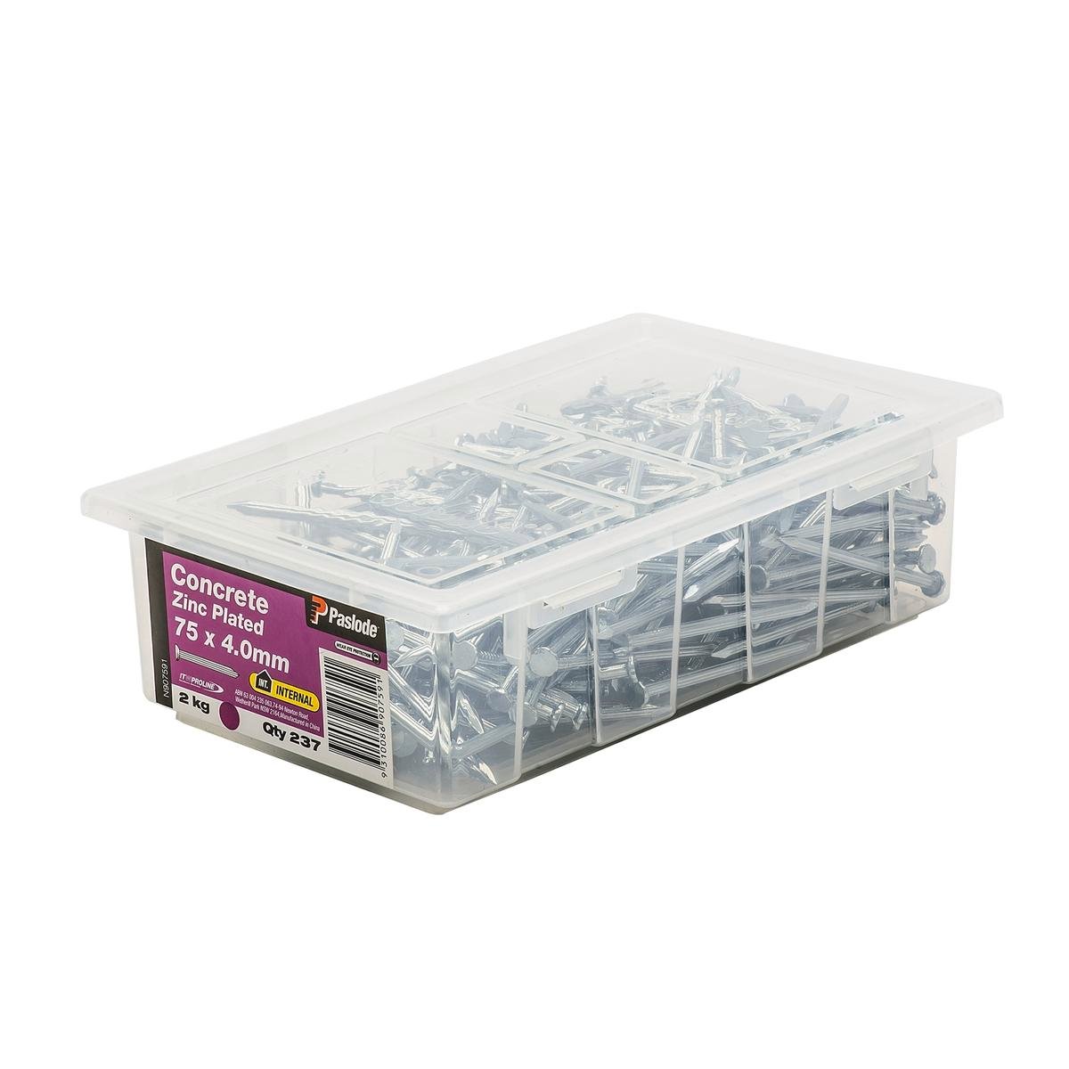 Paslode Concrete Nails - 75mm x 4mm - Zinc Plated Steel - 237 Pack