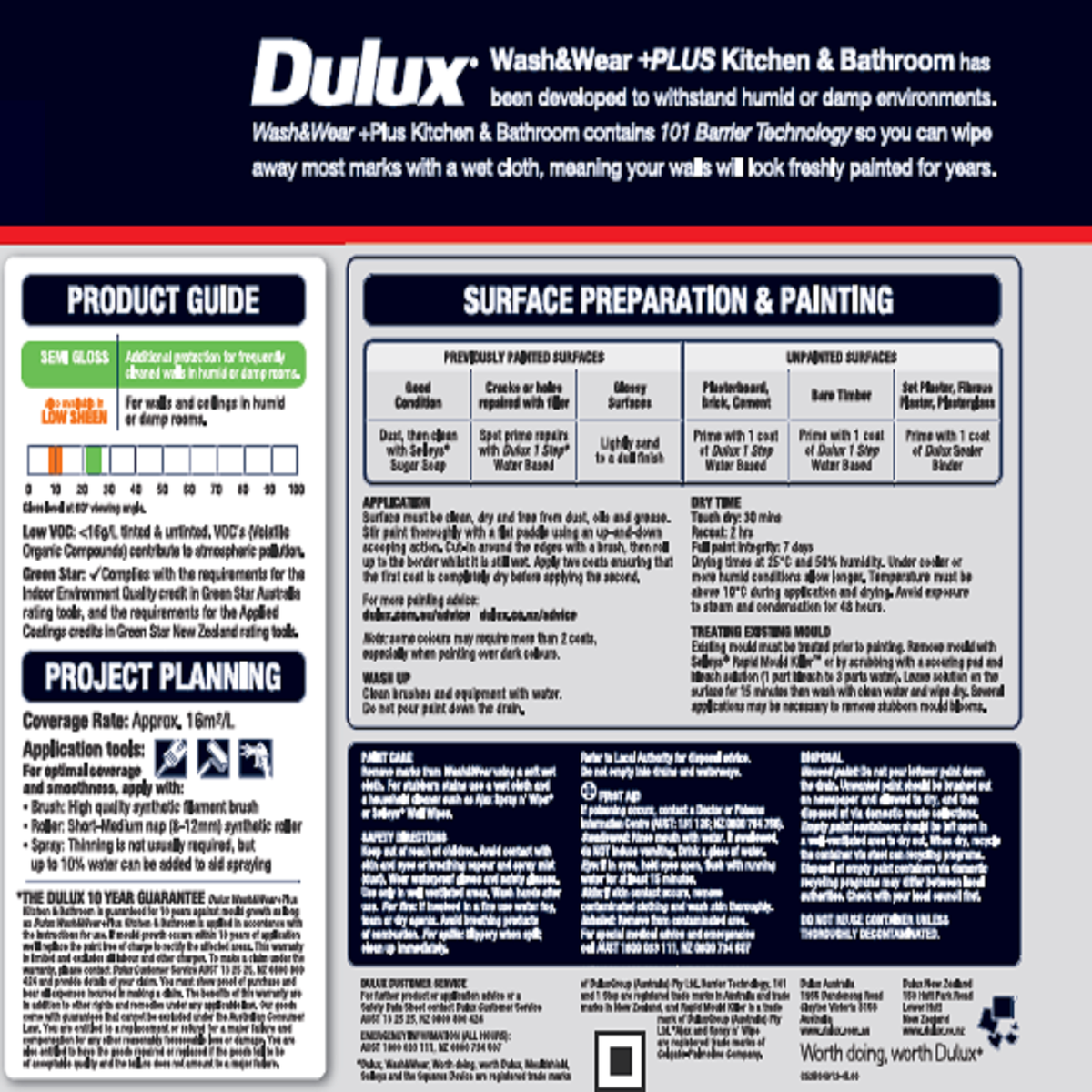 Dulux Interior Paint 1L Semi Gloss Vivid White Washable Mould Resistant