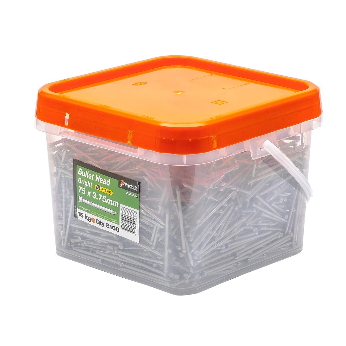 Paslode Bullet Head Nails 75mm Bright Steel 15kg Pack 2100 Count