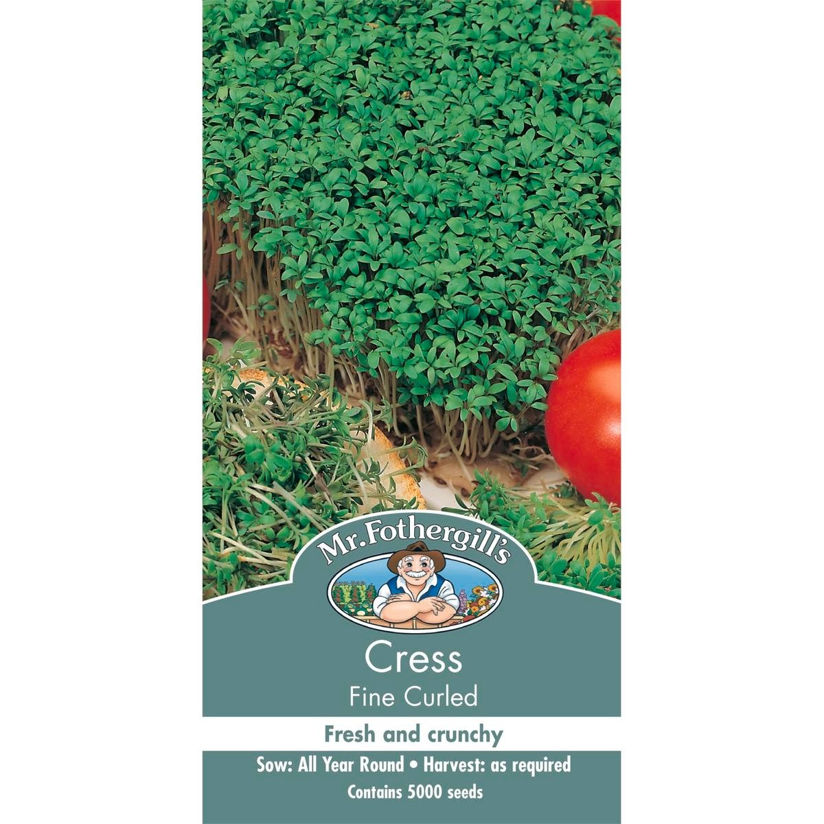 Mr Fothergill Cress Vegetable Seed - 75mm - Green - Quick Growth