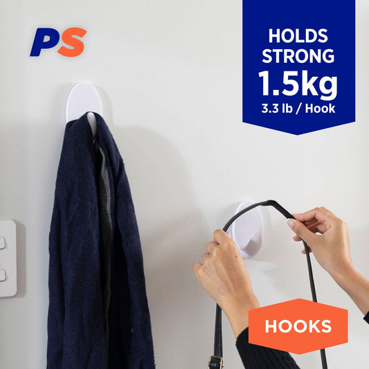 Permastik Large White Vogue Hooks Holds 1.5kg 3 Pack