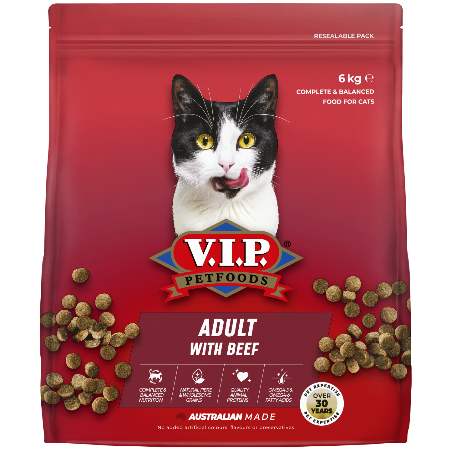 Vip Beef Dry Cat Food - 6kg