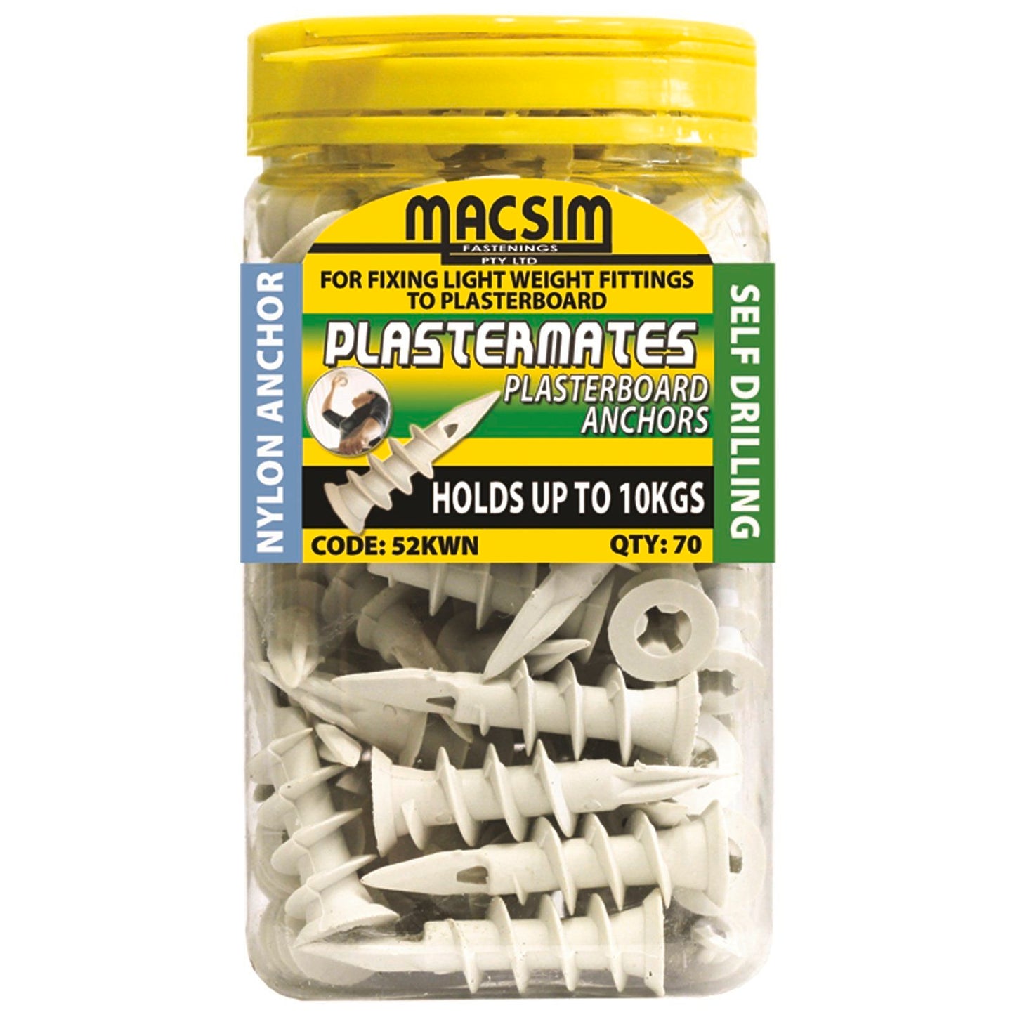 Macsim Nylon Plasterboard Anchor - 45mm - 70 Pack
