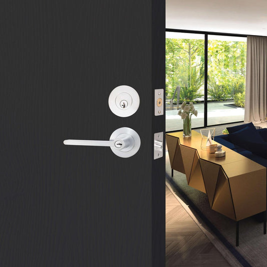 Lemaar Satin Chrome Orba Entrance Set - 65mm - C4 Cylinder - Zinc