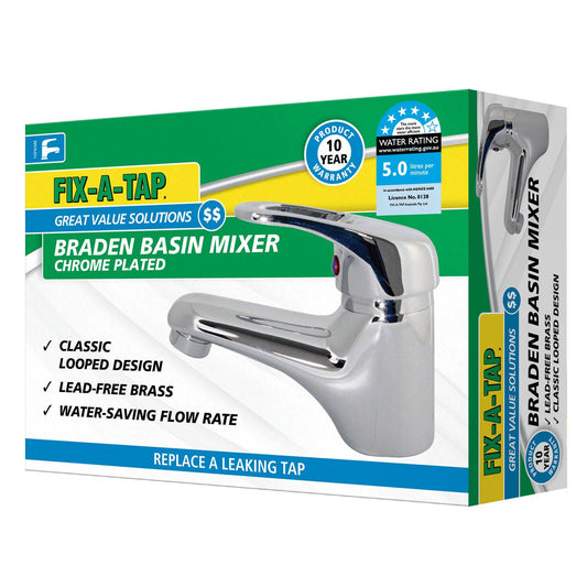 Fix a Tap Braden Classic Looped Basin Mixer - 5L/min - Chrome