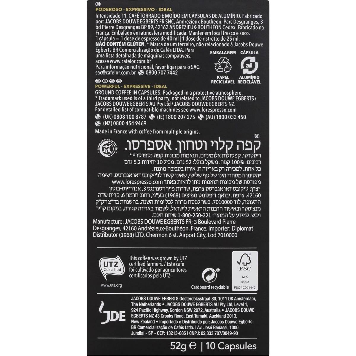 L'or Espresso Ristretto Coffee Capsule 10 Pack