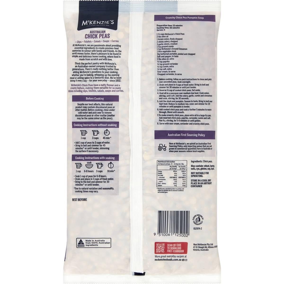 Mckenzie's Chick Peas 1kg