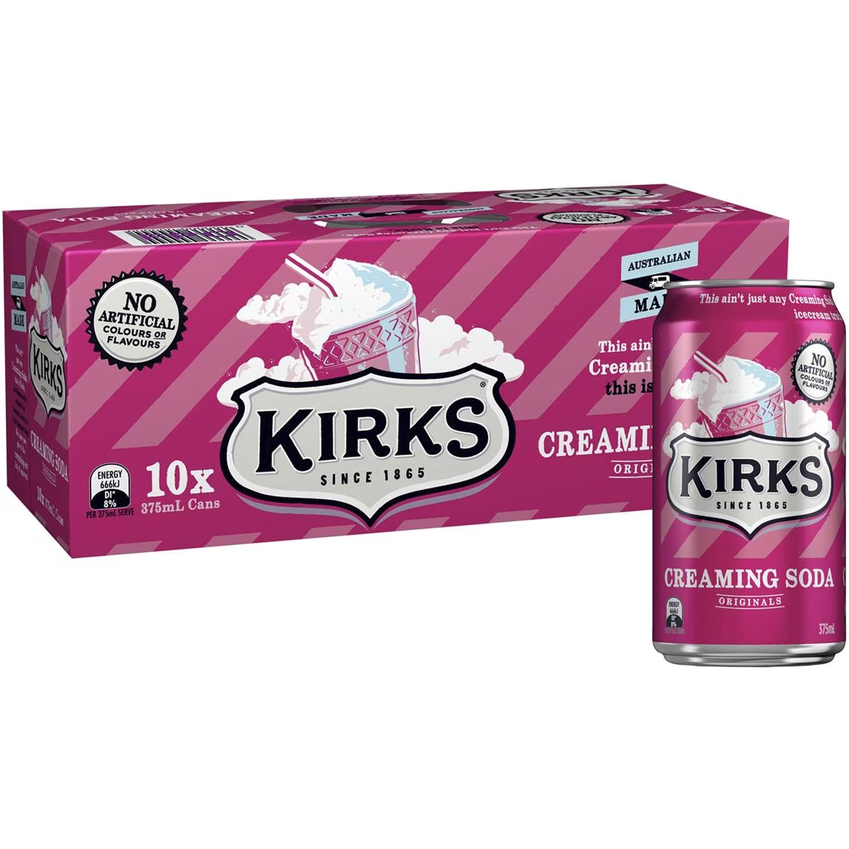 Kirks Creaming Soda Cans 375ml X10 Pack