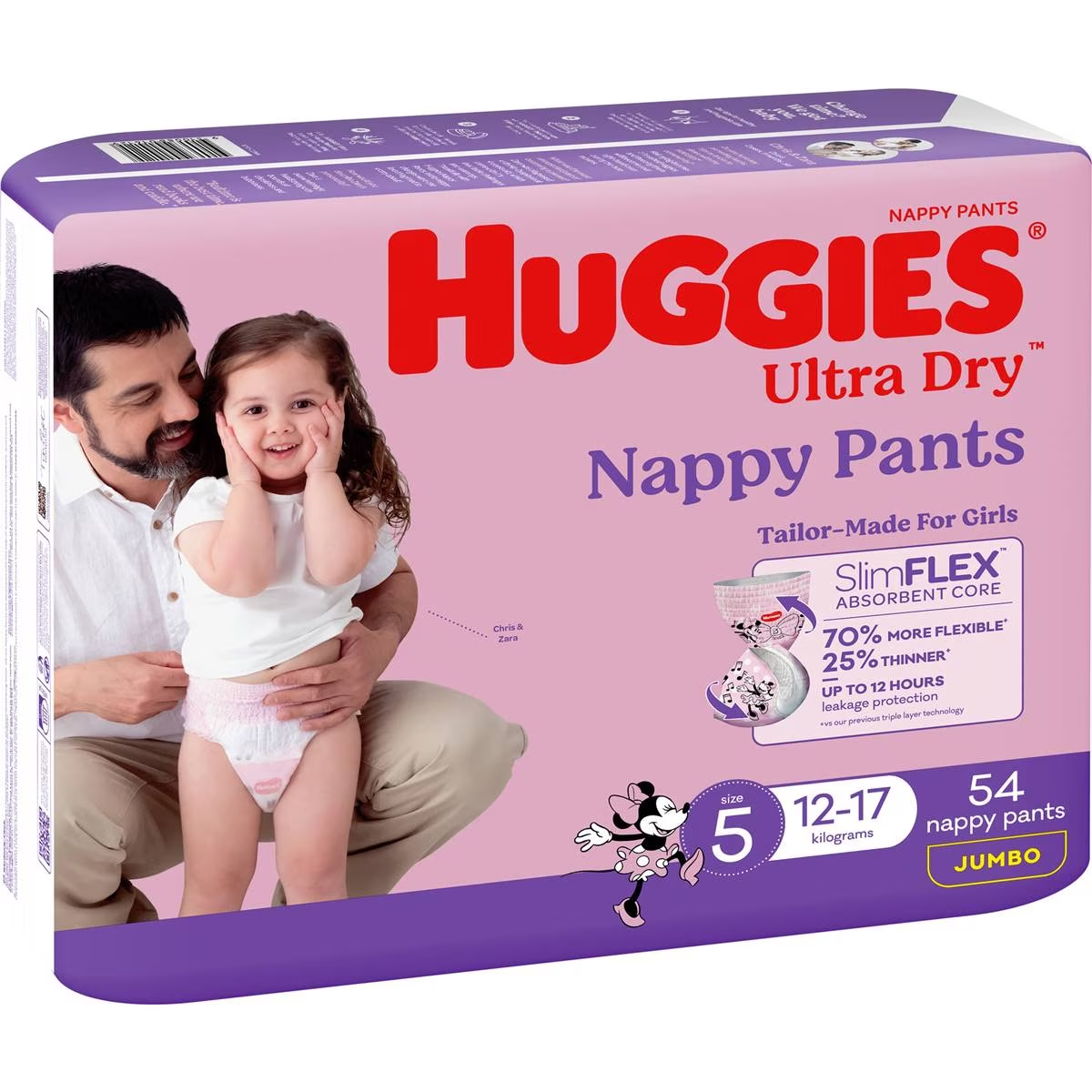 Huggies Ultra Dry Nappy Pants Girls Size 5 (12-17kg) 54 pack