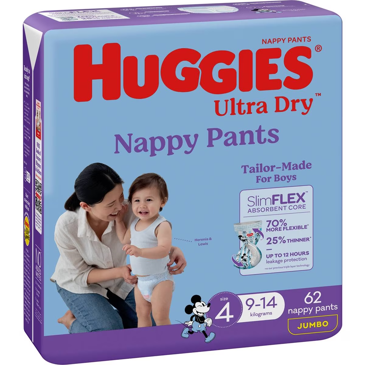 Huggies Ultra Dry Nappy Pants Boys Size 4 (9-14kg) 62 pack