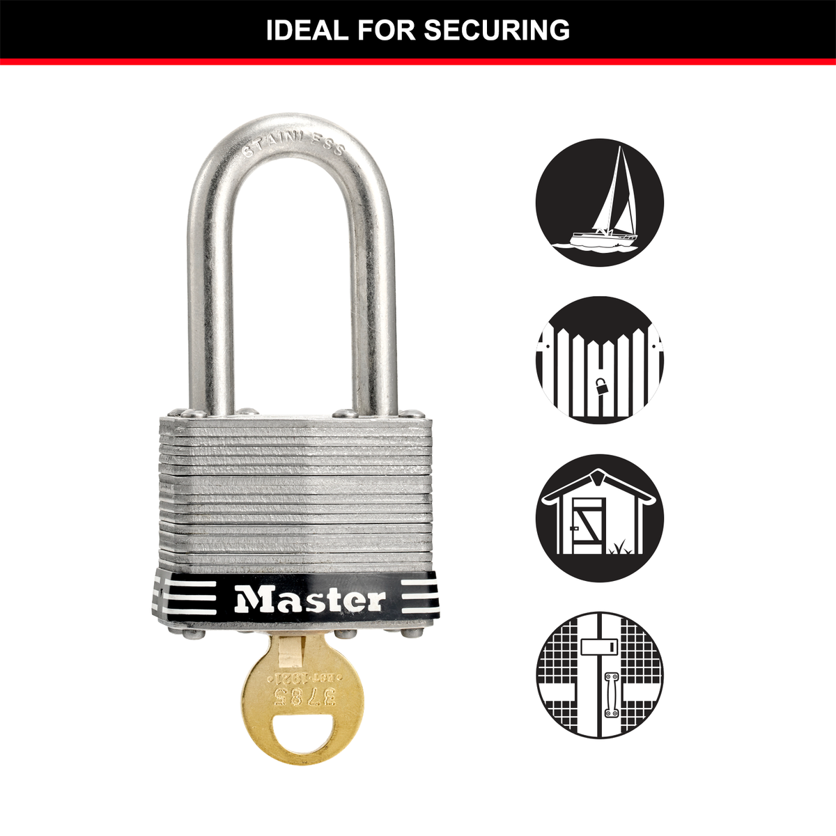 Master Lock 44mm Stainless Steel Padlock Laminated Weather Resistant