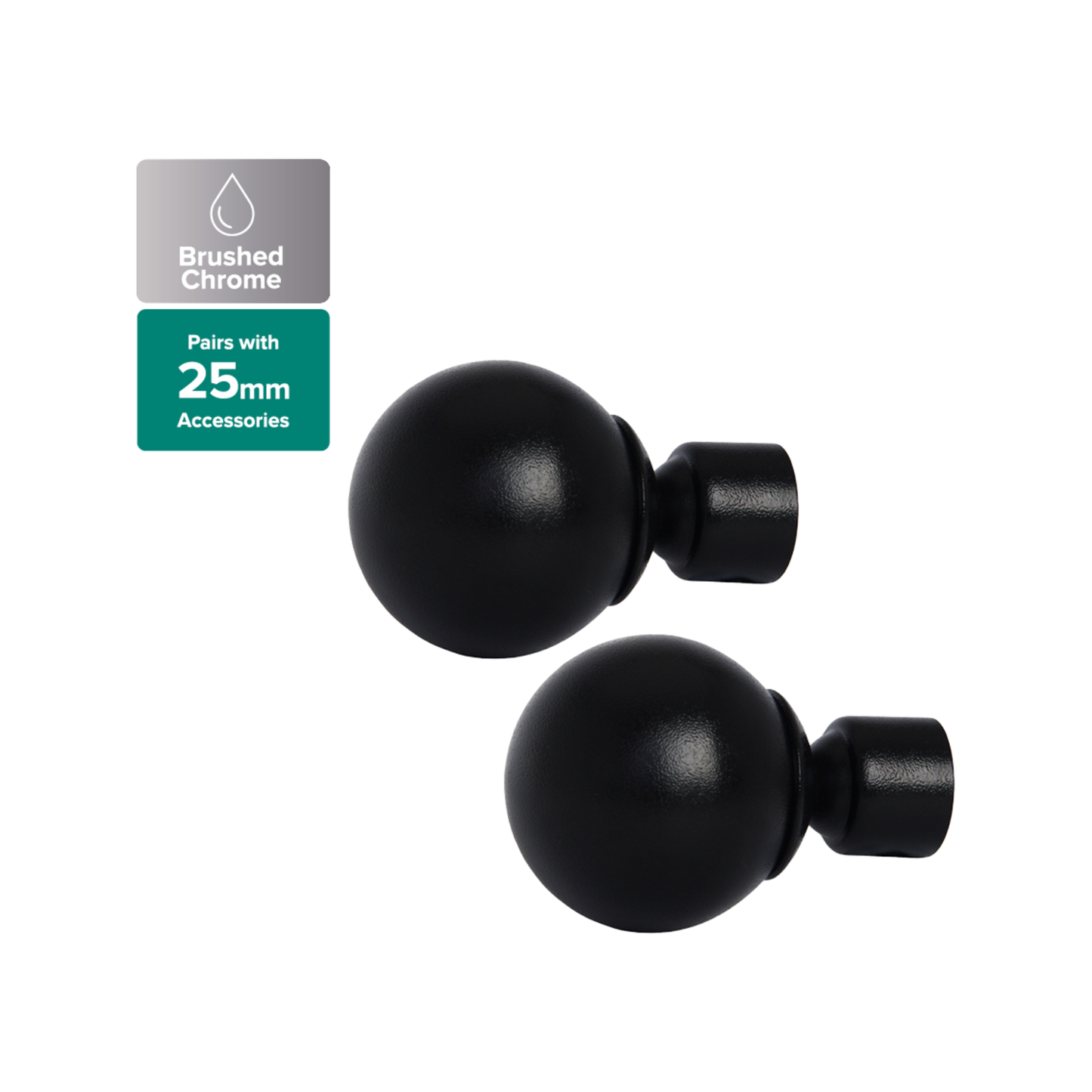 Pillar Ball Finial - 58mm - Black - 2 Pack