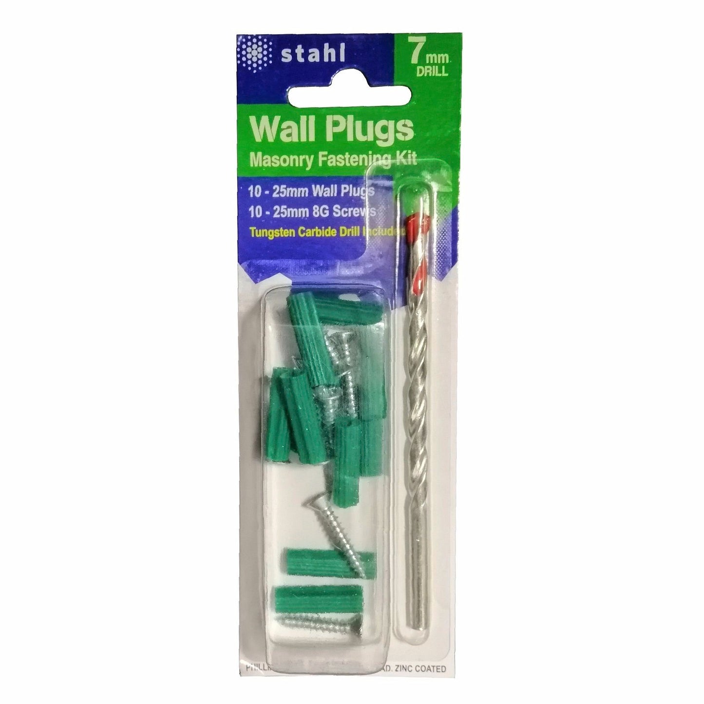 Stahl Masonry Kit - 7mm Drill - Green Plugs