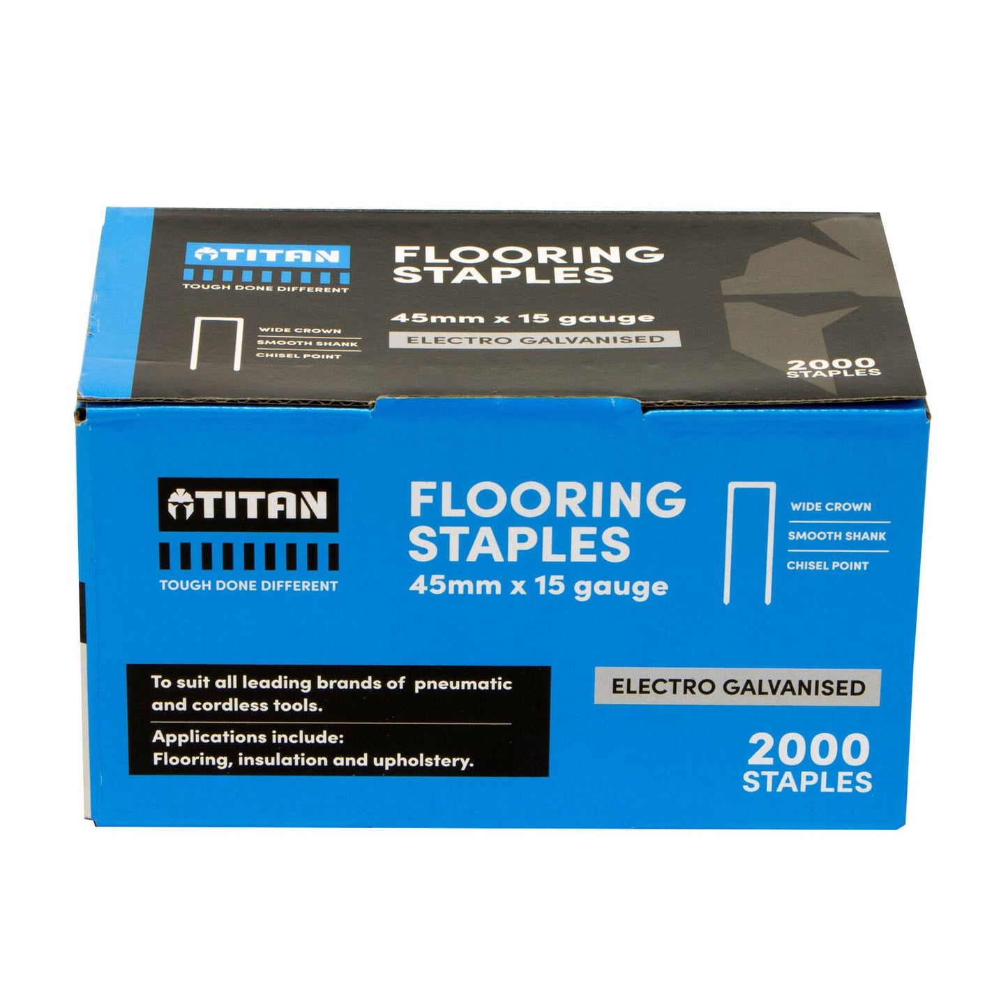 Titan Electro Galvanised Collated Flooring Staples - 15g x 45mm - 2000 Pack
