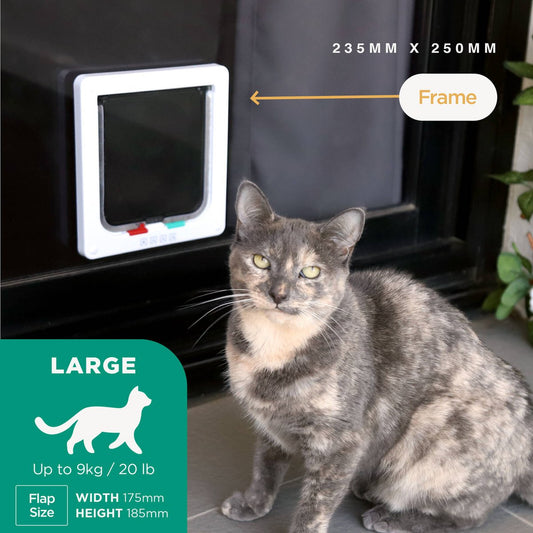 Hakuna Pets Large Cat Flap - 175mm W x 185mm H - Plastic - Durable
