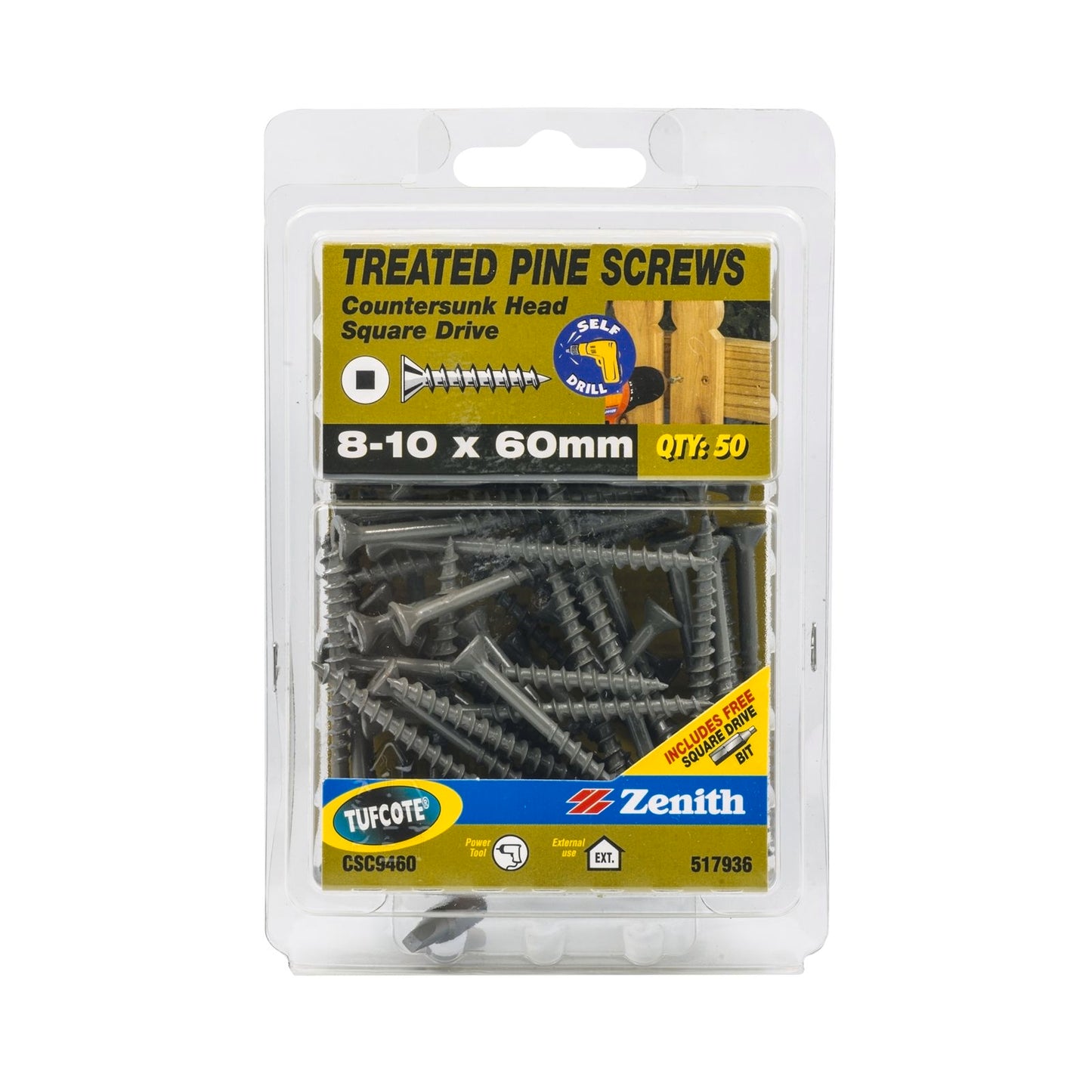 Zenith Countersunk Head Screws - 10 x 60mm - Tufcote - 50 Pack