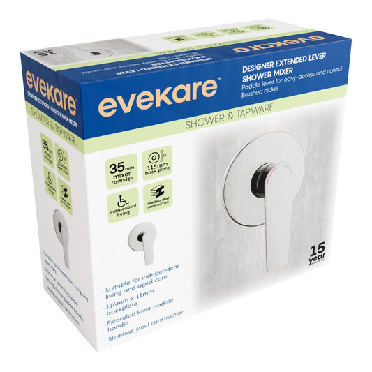 Evekare 35mm Brushed Nickel Designer Extended Lever Shower Mixer