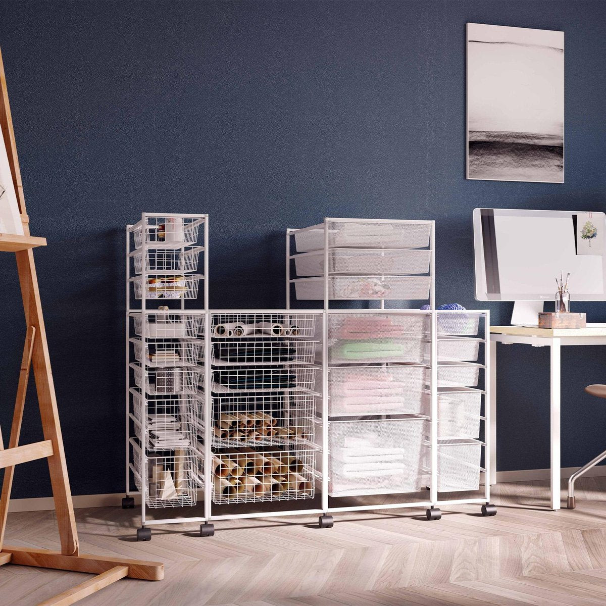 Flexi Storage White Wire Basket - 2 Runner - Half Width - Steel - Versatile