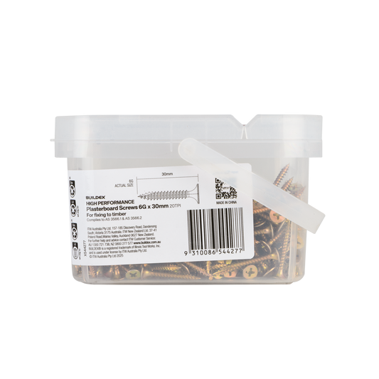 Buildex Plasterboard Screws - 6g x 30mm - Gold - 500 Pack