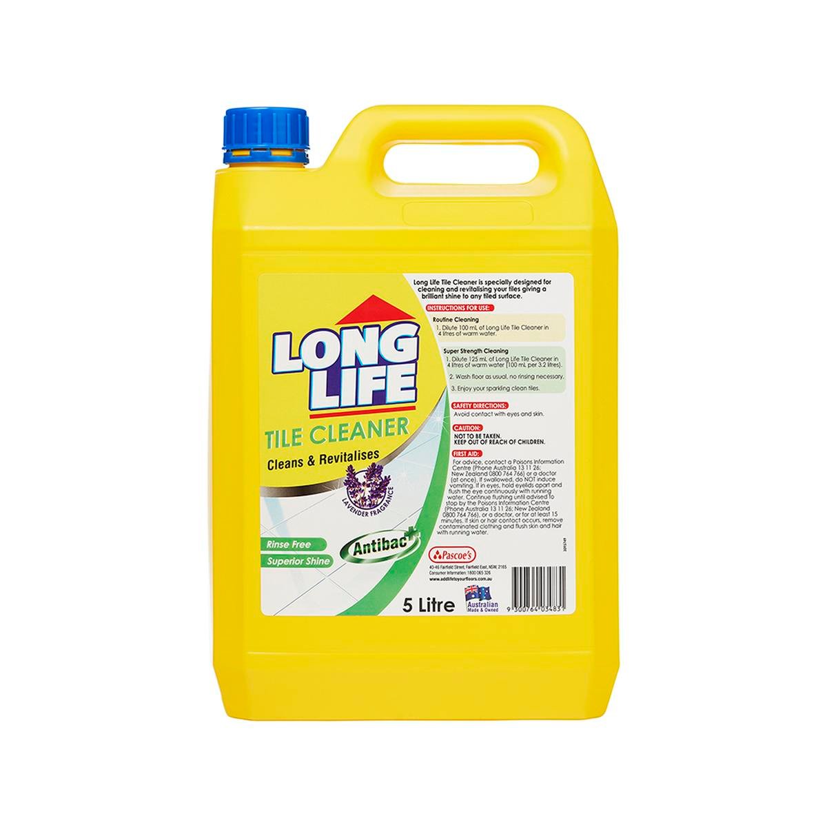 Long Life 5L Tile Cleaner - Superior Clean - High Density Polyethylene - Residue Free