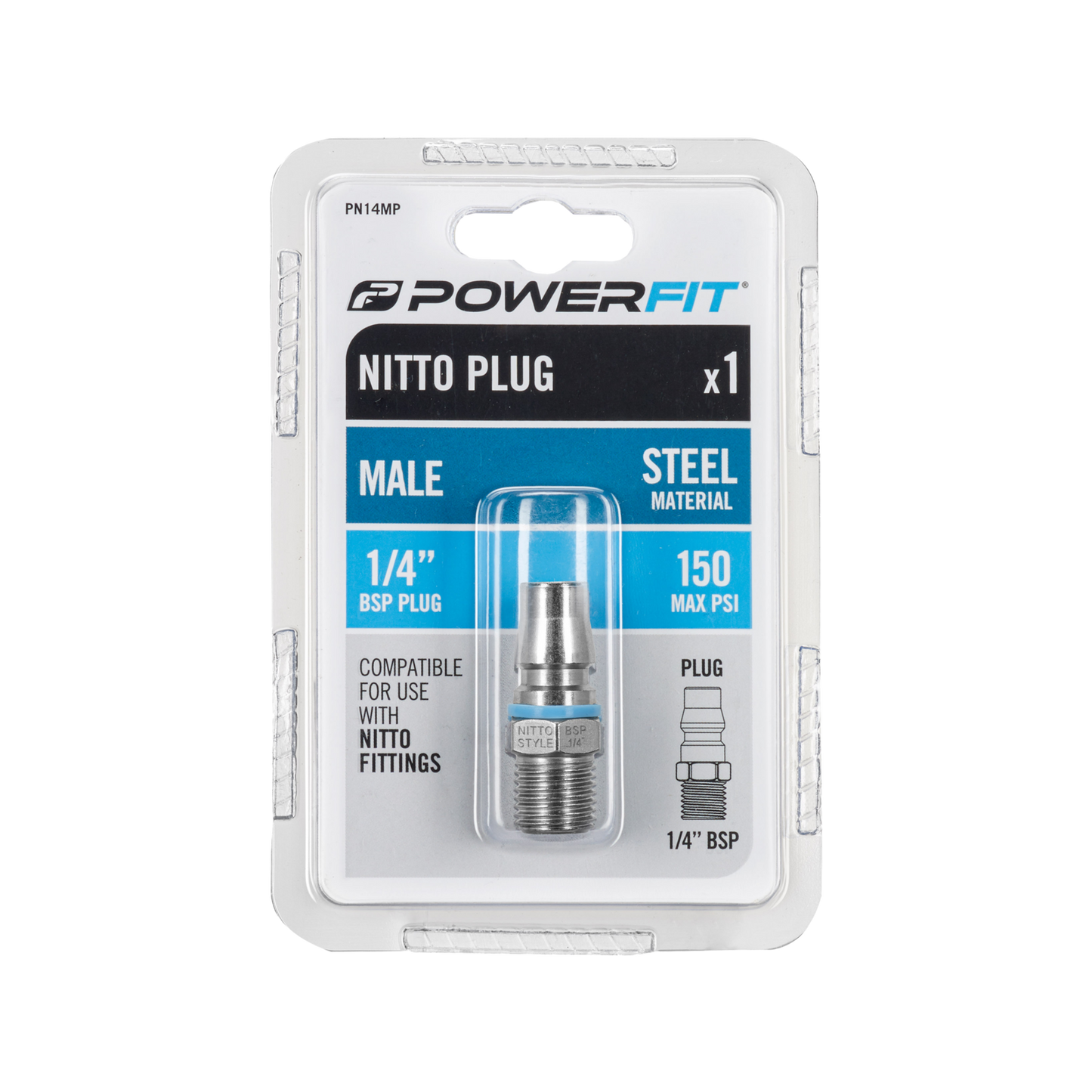 Powerfit Nitto Male Plug - 1/4"BSP - 150PSI