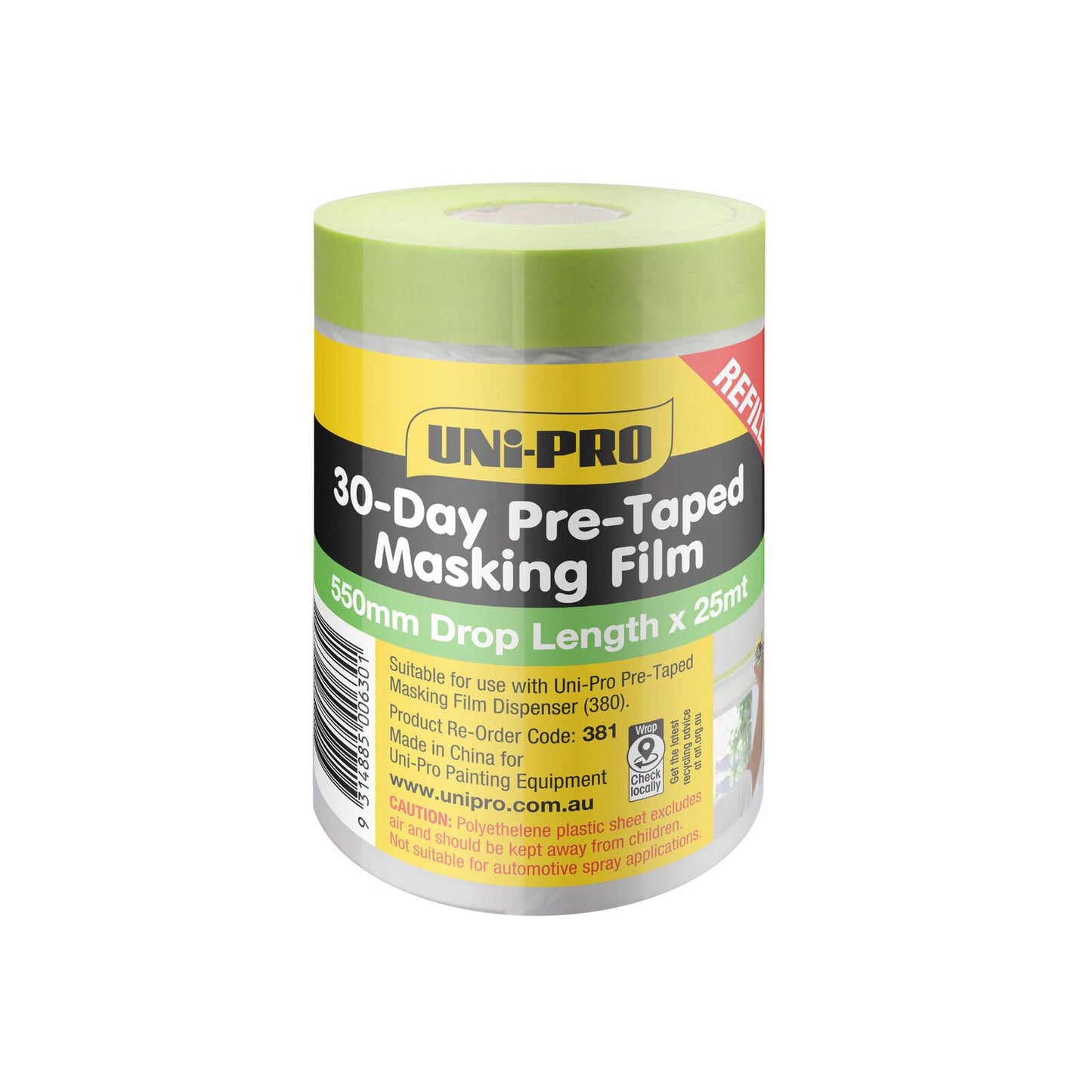 Uni Pro Pre Taped Masking Tape Film Refill - 550mm x 25m