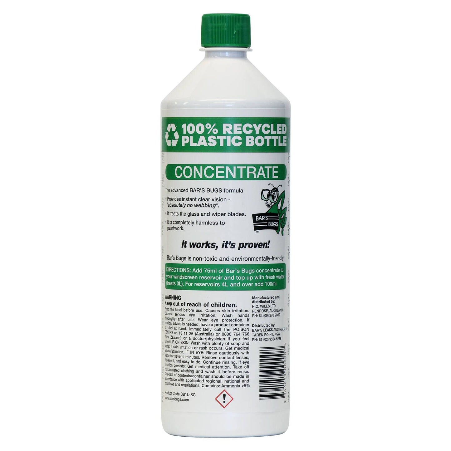 Bar's Bugs Windscreen Cleaner Concentrate - 1L