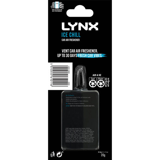 Lynx Vent Clip Ice Chill Car Air Freshener - 1 Pack
