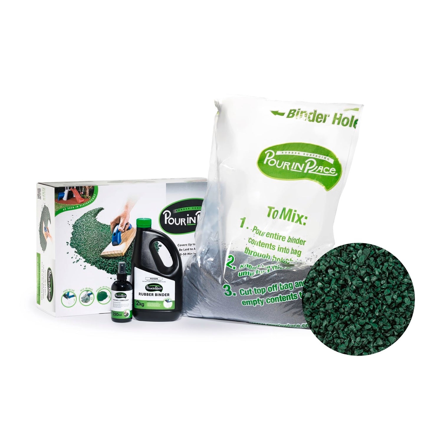 Pour In Place Wetpour Rubber Surfacing - 1.5m² - Forest Green