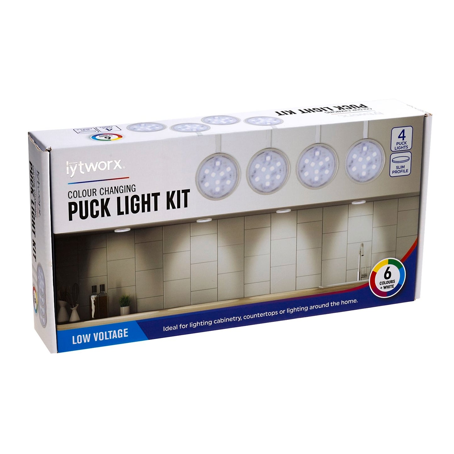 Lytworx Colour Changing Puck Light Kit - 4 Pack - 6.5 x 56 x 640mm