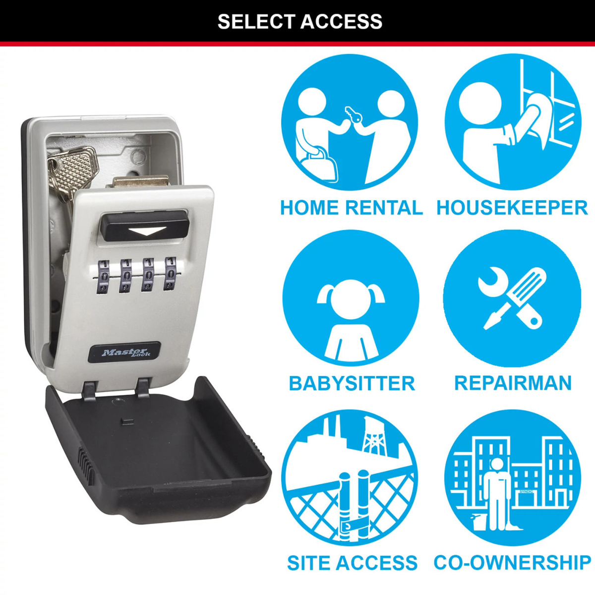 Master Lock Wall Mounted Key Safe - Light Up - 72mm Steel - Durable