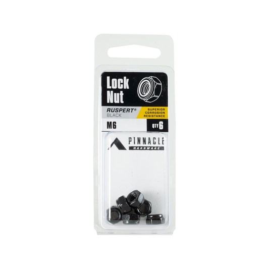 Pinnacle M6 Black Nylon Lock Nut - 6 Pack