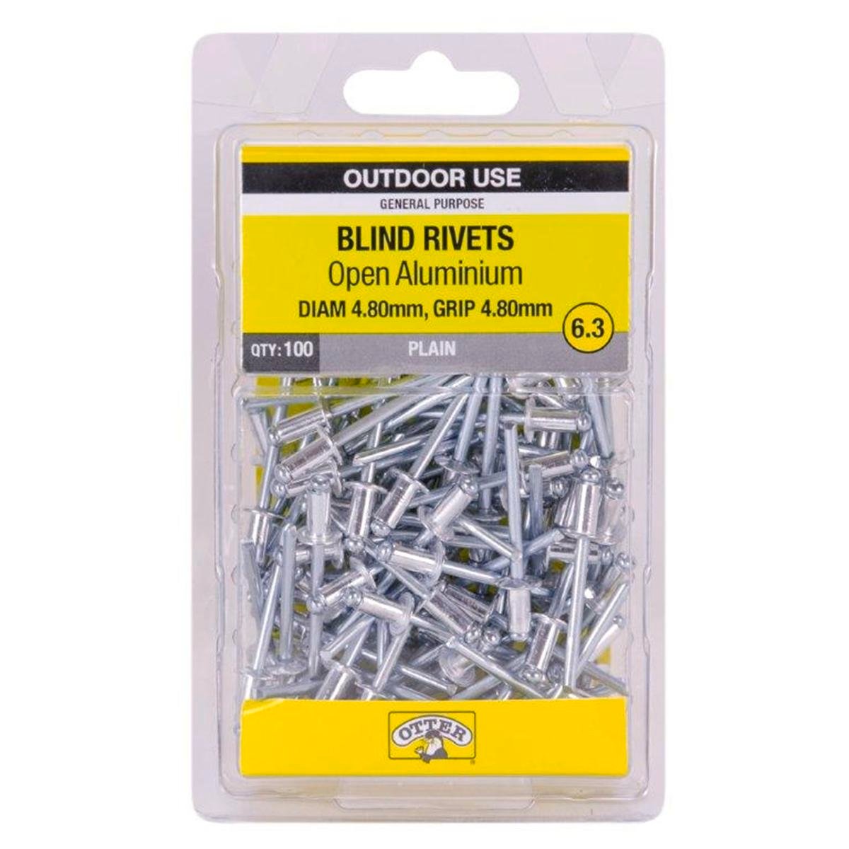 Otter Open Aluminium Blind Rivets 8 x 4 8mm 100 Pack Strong Lightweight