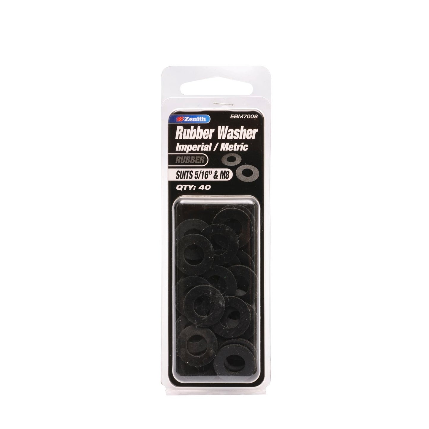 Zenith Rubber Washer - 5/16" & M8 - 40 Pack