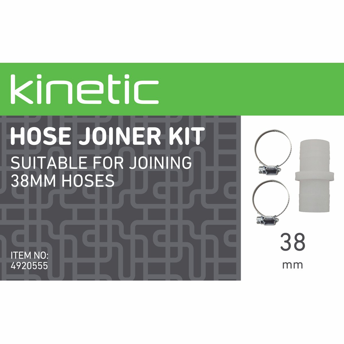 Kinetic 38mm Hose Joiner Kit - 38mm - Polypropylene - Leak Resistant