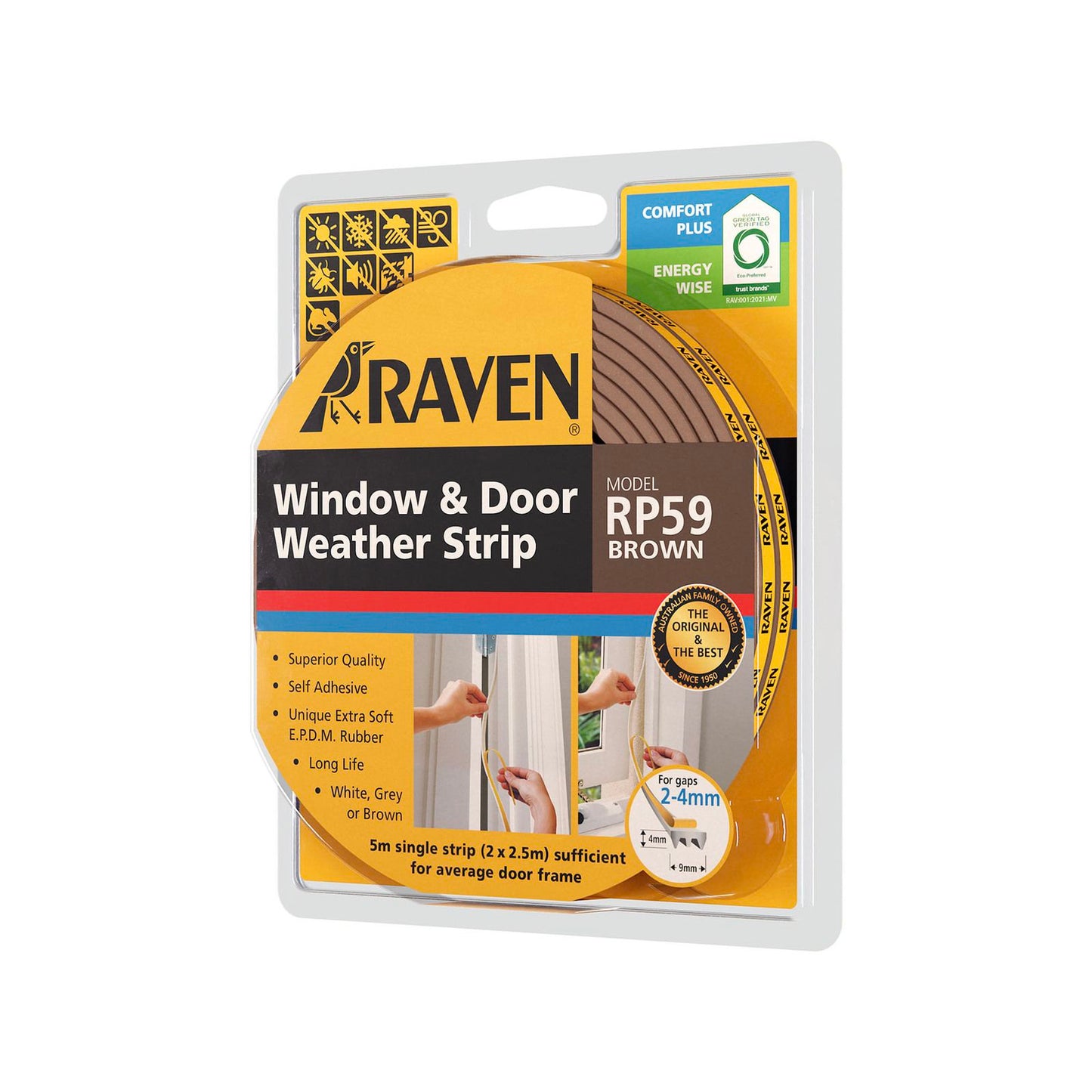 Raven Weather Strip - 5000mm - Brown