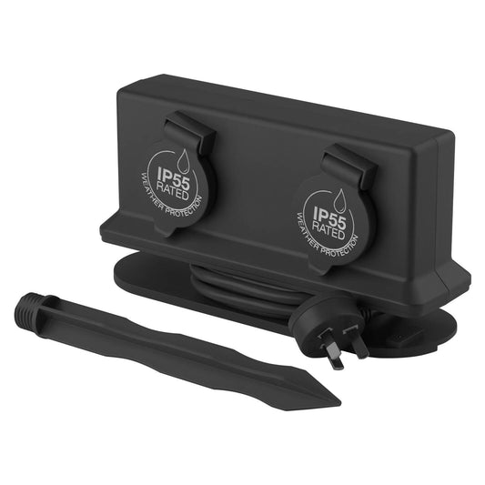 Arlec Outdoor Powerboard - 2 Outlet - 1.8m - Dark Grey
