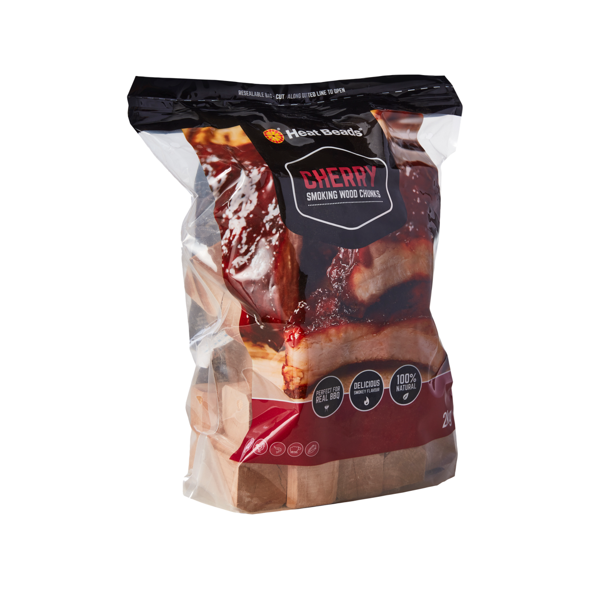 Heat Beads 2kg Cherry Smoking Chunks BBQ Fuel - 2kg Bag - Cherry