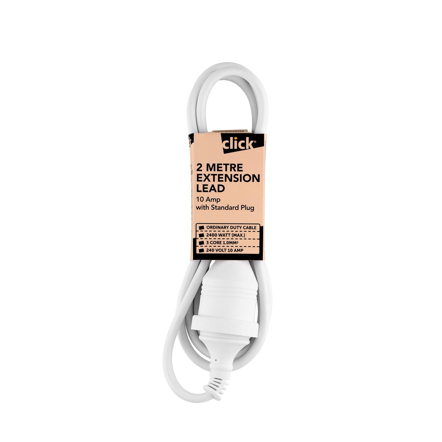 Click White Extension Lead - 2m